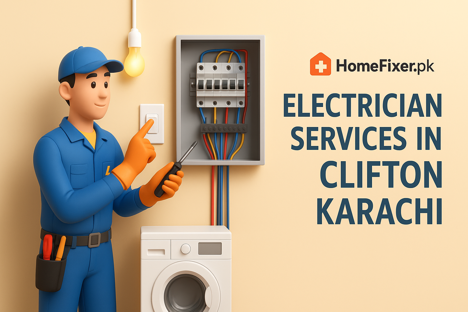 Electrician Services in Clifton Karachi/visit and inspection charges 1 Electrician Services in Clifton Karachi