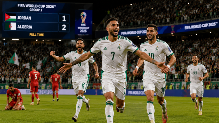 Jordan vs Algeria 2-1 Group J Standings FIFA World Cup 2026