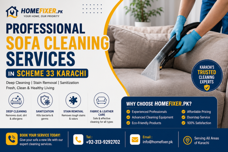 Professional Sofa Cleaning Services in Scheme 33 Karachi Homefixer.pk