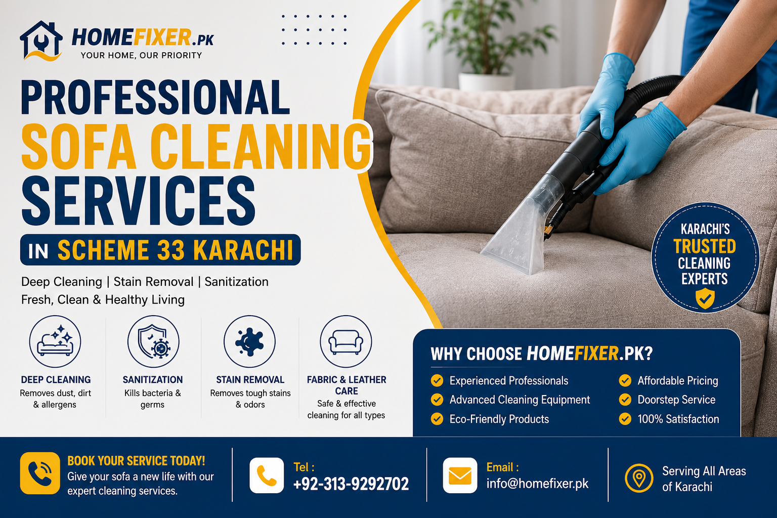 Professional Sofa Cleaning Services in Scheme 33 Karachi Homefixer.pk
